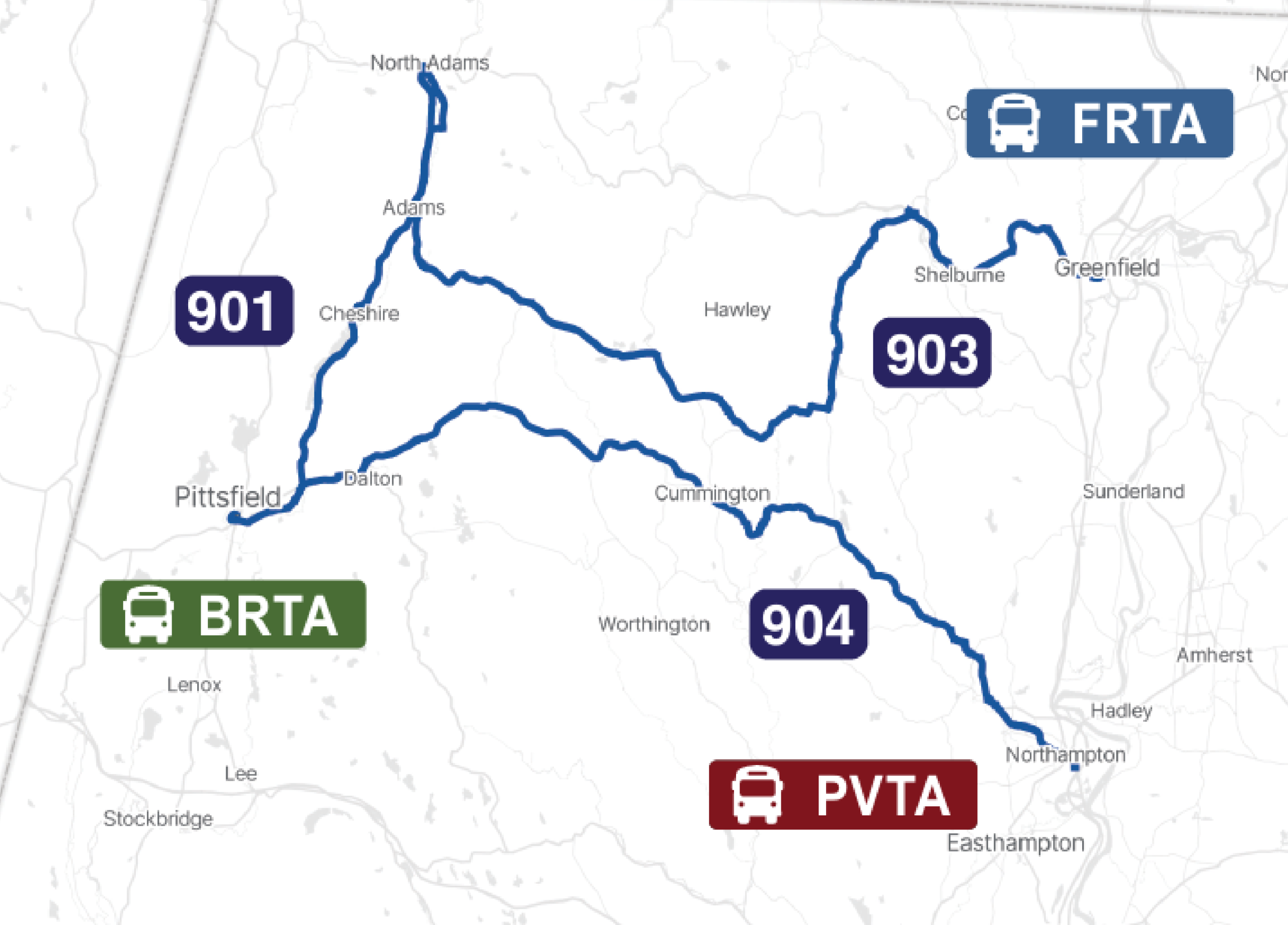 Route map of the Link413 bus lines